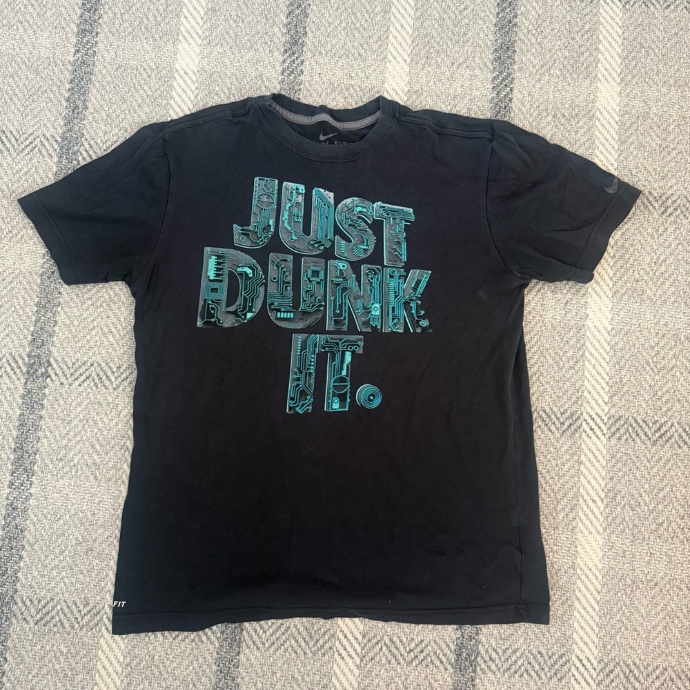 Nike Black and Teal 'Just Dunk It' Men's T-Shirt